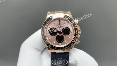 Clean Factory Rolex Daytona 40mm Rose Gold Face 7750 Movement Rubber Band Watch